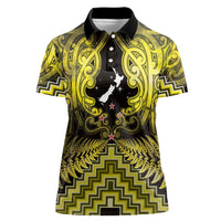 Personalised Aotearoa Matariki Women Polo Shirt Yellow Fern Maori Poutama LT01 Female Yellow - Polynesian Pride