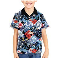 Hawaii Tropicana Blue Pattern Family Matching Mermaid Dress and Hawaiian Shirt LT01 Son's Shirt Blue - Polynesian Pride