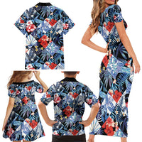 Hawaii Tropicana Blue Pattern Family Matching Short Sleeve Bodycon Dress and Hawaiian Shirt LT01 - Polynesian Pride