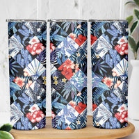 Hawaii Tropicana Blue Pattern Skinny Tumbler - Polynesian Pride
