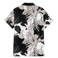 Black White Monotone Tropical Flowers Pattern Family Matching Mermaid Dress and Hawaiian Shirt LT01 - Polynesian Pride