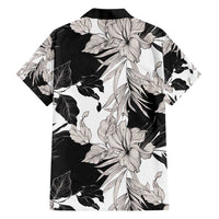 Black White Monotone Tropical Flowers Pattern Family Matching Short Sleeve Bodycon Dress and Hawaiian Shirt LT01 - Polynesian Pride