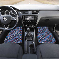Polynesian Monstera Tiare Floral Car Mats Royal Blue Tropical Plaid - Polynesian Pride