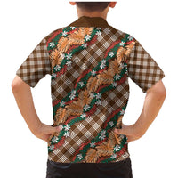 Polynesian Monstera Tiare Floral Family Matching Mermaid Dress and Hawaiian Shirt Chocolate Brown Tropical Plaid LT01 - Polynesian Pride