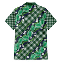 Polynesian Monstera Tiare Floral Family Matching Off The Shoulder Long Sleeve Dress and Hawaiian Shirt Forest Green Tropical Plaid LT01 - Polynesian Pride