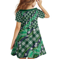 Polynesian Monstera Tiare Floral Family Matching Tank Maxi Dress and Hawaiian Shirt Forest Green Tropical Plaid LT01 - Polynesian Pride