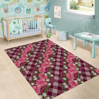 Polynesian Monstera Tiare Floral Area Rug Fuchsia Tropical Plaid - Polynesian Pride
