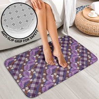 Polynesian Monstera Tiare Floral Bathroom Set Lavender Tropical Plaid - Polynesian Pride