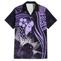 Polynesian Women Day 2024 Family Matching Off Shoulder Short Dress and Hawaiian Shirt Hibiscus Girl Tribal LT01 Dad's Shirt - Short Sleeve Purple - Polynesian Pride