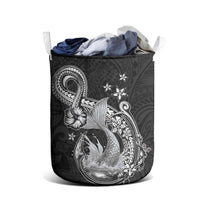 Hawaii Mermaid Monotone Laundry Basket Polynesian Pattern Fish Hook