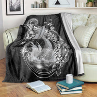 Hawaii Mermaid Monotone Blanket Polynesian Pattern Fish Hook