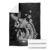 Hawaii Mermaid Monotone Blanket Polynesian Pattern Fish Hook