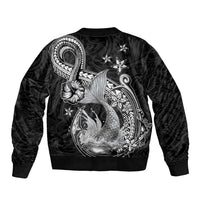 Hawaii Mermaid Monotone Bomber Jacket Polynesian Pattern Fish Hook