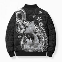 Hawaii Mermaid Monotone Bomber Puffer Jacket Polynesian Pattern Fish Hook