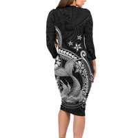 Hawaii Mermaid Monotone Family Matching Long Sleeve Bodycon Dress and Hawaiian Shirt Polynesian Pattern Fish Hook LT01 - Polynesian Pride