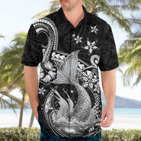 Hawaii Mermaid Monotone Hawaiian Shirt Polynesian Pattern Fish Hook