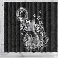 Hawaii Mermaid Monotone Shower Curtain Polynesian Pattern Fish Hook