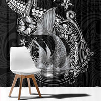 Hawaii Mermaid Monotone Window Curtain Polynesian Pattern Fish Hook