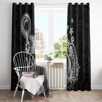 Hawaii Mermaid Monotone Window Curtain Polynesian Pattern Fish Hook