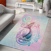 Hawaii Mermaid Sweet Pastel Area Rug Polynesian Pattern Fish Hook