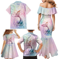 Hawaii Mermaid Sweet Pastel Family Matching Mermaid Dress and Hawaiian Shirt Polynesian Pattern Fish Hook LT01 - Polynesian Pride
