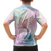 Hawaii Mermaid Sweet Pastel Family Matching Off Shoulder Maxi Dress and Hawaiian Shirt Polynesian Pattern Fish Hook LT01 - Polynesian Pride