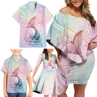 Hawaii Mermaid Sweet Pastel Family Matching Off Shoulder Short Dress and Hawaiian Shirt Polynesian Pattern Fish Hook LT01 - Polynesian Pride
