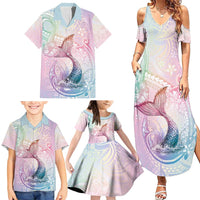 Hawaii Mermaid Sweet Pastel Family Matching Summer Maxi Dress and Hawaiian Shirt Polynesian Pattern Fish Hook LT01 - Polynesian Pride