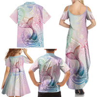 Hawaii Mermaid Sweet Pastel Family Matching Summer Maxi Dress and Hawaiian Shirt Polynesian Pattern Fish Hook LT01 - Polynesian Pride