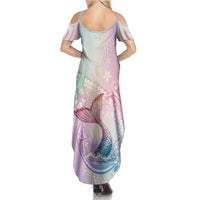 Hawaii Mermaid Sweet Pastel Family Matching Summer Maxi Dress and Hawaiian Shirt Polynesian Pattern Fish Hook LT01 - Polynesian Pride