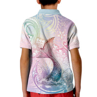 Hawaii Mermaid Sweet Pastel Kid Polo Shirt Polynesian Pattern Fish Hook