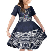 Samoa Independence Day Family Matching Mermaid Dress and Hawaiian Shirt Ula Nifo Mix Turtle LT01 Daughter's Dress Blue - Polynesian Pride