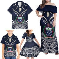 Samoa Independence Day Family Matching Off Shoulder Maxi Dress and Hawaiian Shirt Ula Nifo Mix Turtle LT01 - Polynesian Pride