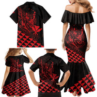 Personalized King Kamehameha Day Family Matching Mermaid Dress and Hawaiian Shirt Kakau Polynesian Pattern LT01 - Polynesian Pride