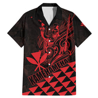 Personalized King Kamehameha Day Family Matching Mermaid Dress and Hawaiian Shirt Kakau Polynesian Pattern LT01 Dad's Shirt - Short Sleeve Red - Polynesian Pride