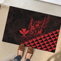 King Kamehameha Day Rubber Doormat Kakau Polynesian Pattern