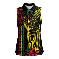 King Kamehameha Day Women Sleeveless Polo Shirt Hawaii Kakau Reggae LT01 Female Black - Polynesian Pride