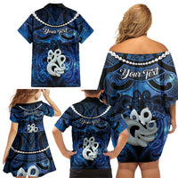 Personalized Maori Matariki Manaia Family Matching Off Shoulder Short Dress and Hawaiian Shirt Maori Kowhaiwhai Pattern Galaxy LT01 - Polynesian Pride