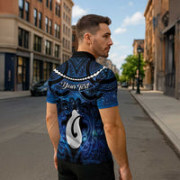 Personalized Maori Matariki Hei Matau Zipper Polo Shirt Maori Kowhaiwhai Pattern Galaxy
