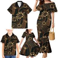 Indonesian Batik Pattern Vintage Brown Family Matching Mermaid Dress and Hawaiian Shirt LT01 - Polynesian Pride