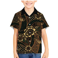 Indonesian Batik Pattern Vintage Brown Family Matching Mermaid Dress and Hawaiian Shirt LT01 Son's Shirt Brown - Polynesian Pride