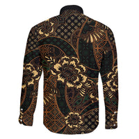 Indonesian Batik Pattern Vintage Brown Family Matching Off The Shoulder Long Sleeve Dress and Hawaiian Shirt LT01 - Polynesian Pride