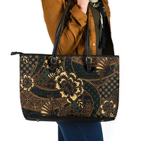 Indonesian Batik Pattern Vintage Brown Leather Tote Bag