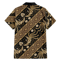 Indonesia Batik Pattern Family Matching Off The Shoulder Long Sleeve Dress and Hawaiian Shirt Gold Version LT01 - Polynesian Pride