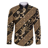 Indonesia Batik Pattern Family Matching Short Sleeve Bodycon Dress and Hawaiian Shirt Gold Version
