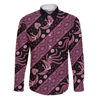 Indonesia Batik Pattern Family Matching Off Shoulder Short Dress and Hawaiian Shirt Pink Version