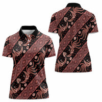 Indonesia Batik Pattern Women Polo Shirt Red Version