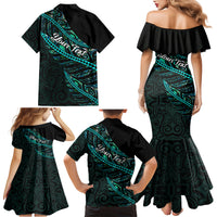 Personalised Aotearoa Family Matching Mermaid Dress and Hawaiian Shirt Silver Fern Mix Paua Shell Polynesian Pattern LT01 - Polynesian Pride