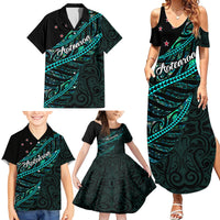 Personalised Aotearoa Family Matching Summer Maxi Dress and Hawaiian Shirt Silver Fern Mix Paua Shell Polynesian Pattern LT01 - Polynesian Pride