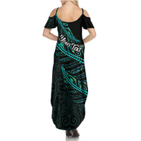 Personalised Aotearoa Family Matching Summer Maxi Dress and Hawaiian Shirt Silver Fern Mix Paua Shell Polynesian Pattern LT01 - Polynesian Pride